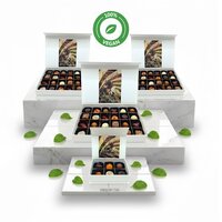 Luxe vegan chocoladebox van Chocoseum met keuze uit 6 verschillende doosjes handgemaakte plantaardige bonbons.