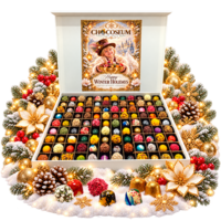 Luxe Happy Winter chocolade box gevuld met feestelijke handgemaakte Truffels en bonbons