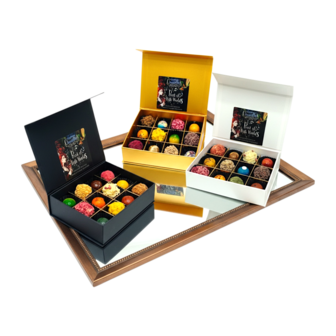 Luxe chocoladebox 12 stuks met handgemaakte bonbons truffels en pralines van Chocoseum