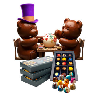 Creatieve Happy Knuffel met 15 handgemaakte bonbons ge&iuml;nspireerd op kunst