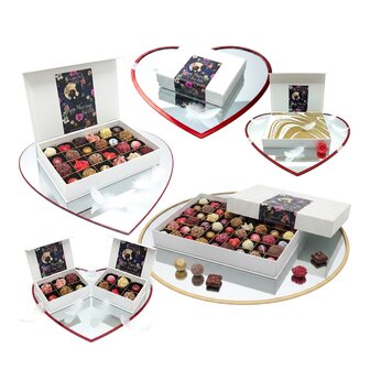 leuze uit verschillende grote boxen,luxe huwelijkscadeau chocolade