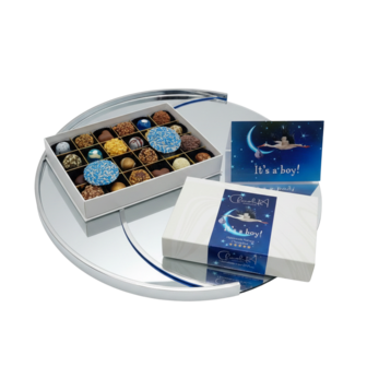 luxe chocolade cadeau geboorte jongen baby lief