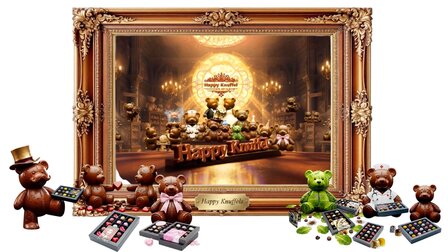 Happy Knuffel Artist met persoonlijke kaart en ChocolaDNA smakenboekje