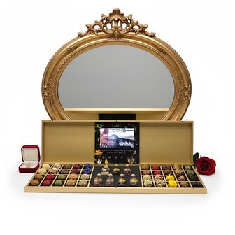 LaDNA LXRY Collectiekist met chocolade en likeuren in luxe houten geschenkkist