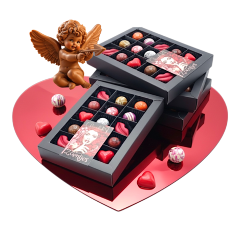 Brievenbus chocolade cadeau met 15 bonbons en truffels als romantische verrassing