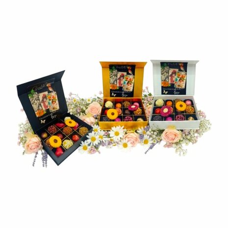 Luxe chocoladebox in meerdere kleuren cadeauverpakkingen voor een persoonlijke keuze