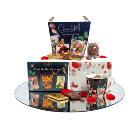 Smakenboekje en moederdag kaart als onderdeel van luxe chocolade cadeau