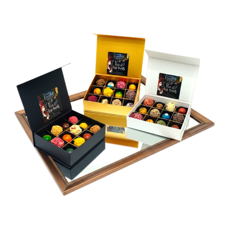 Luxe chocoladebox 12 stuks met handgemaakte bonbons truffels en pralines van Chocoseum