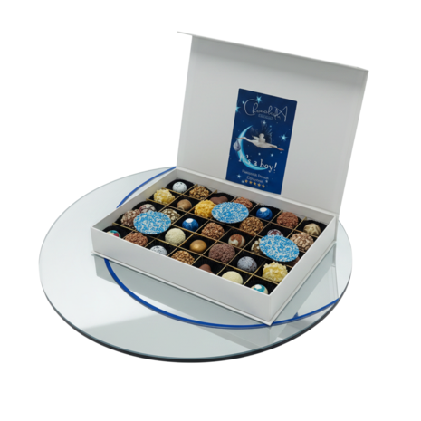 luxe chocolade cadeau geboorte jongen baby bezorgd