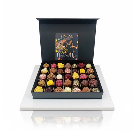 Luxe chocolade verhuiscadeau 35 bonbons van Chocoseum
