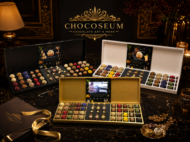 Handgemaakte chocoladebonbons en truffels van ChocolaDNA in luxe cadeaucollectie