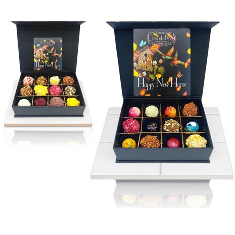 verhuis nieuwe woning chocolade cadeau en design verschillende maten chocolade bezorgd klein